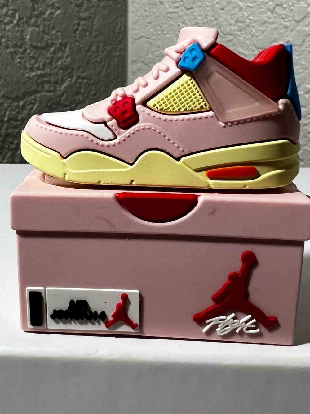 3D Air Jordan 4 Pink Sneaker AirPods Pro charging Case Cover with hook novelty